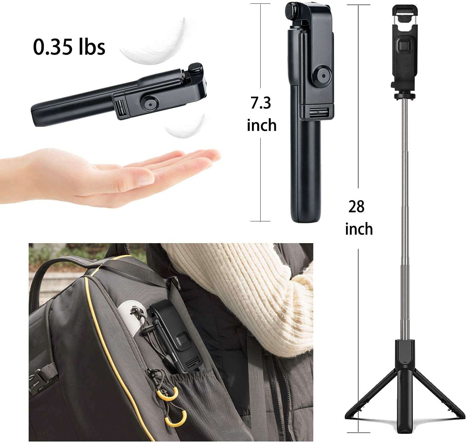 Best 3IN1 Wireless Selfie Stick R1 WITHOUT LIGHT R1S WITH LIGHT Tripod Stand and Bluetooth Shutter for Tiktok youtube Vlogging Photography Traveling