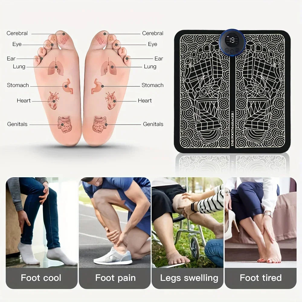 Electric EMS Foot massager & Mini Massager 2 in 1  For Men & Women Mat/Pad/Patch -  Portable Mini Neck Massager , Improve Blood Circulation & USB Rechargeable.